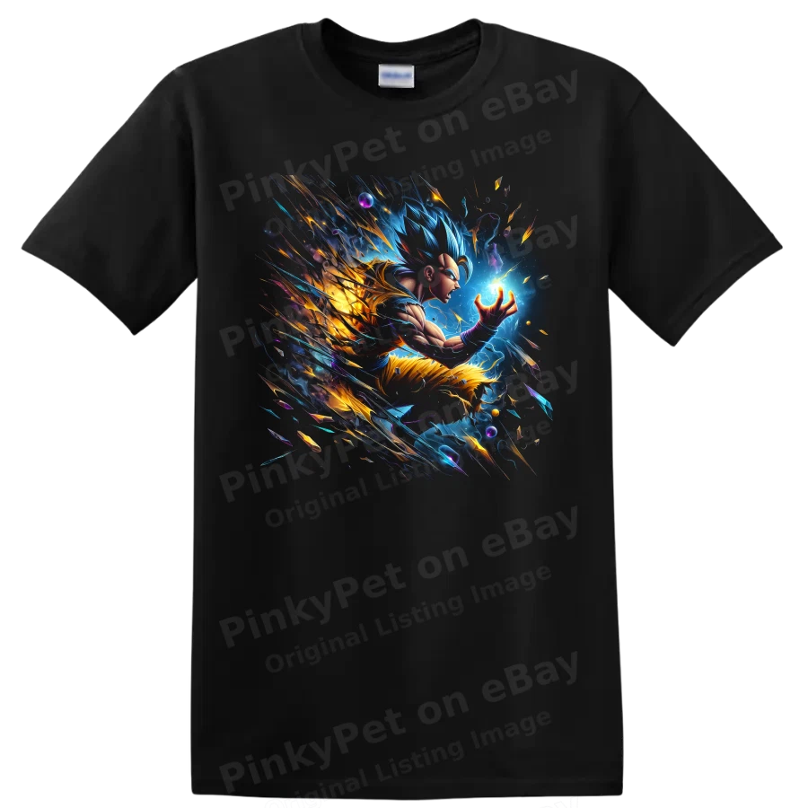 Anime Warrior Energy T Shirt w/ Cosmic Aura Lightning Graphic Unisex Tee Gift
