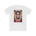Geometric Patriotic Face T-Shirt | Retro Red Blue Portrait Tee