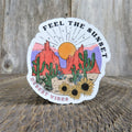 Feel the Sunset Desert Vibes Sticker Retro Cactus Full Color Waterproof Summer