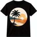 Retro Sunset Beach Palm Tree Tropical Landscape Art Summer Vibes Graphic T-Shirt