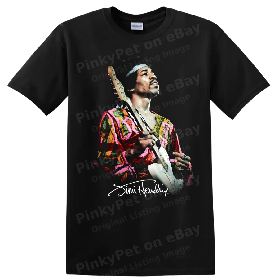 Jimi Hendrix Psychedelic Guitar Portrait Rock Music T Shirt Vintage Tee