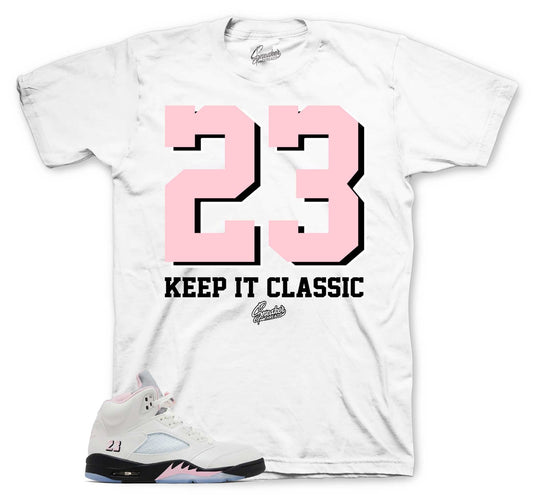 WHITE Shirt To Match Retro 5 Soft Pink AJ5 - Keept It Classic Sneaker Tees