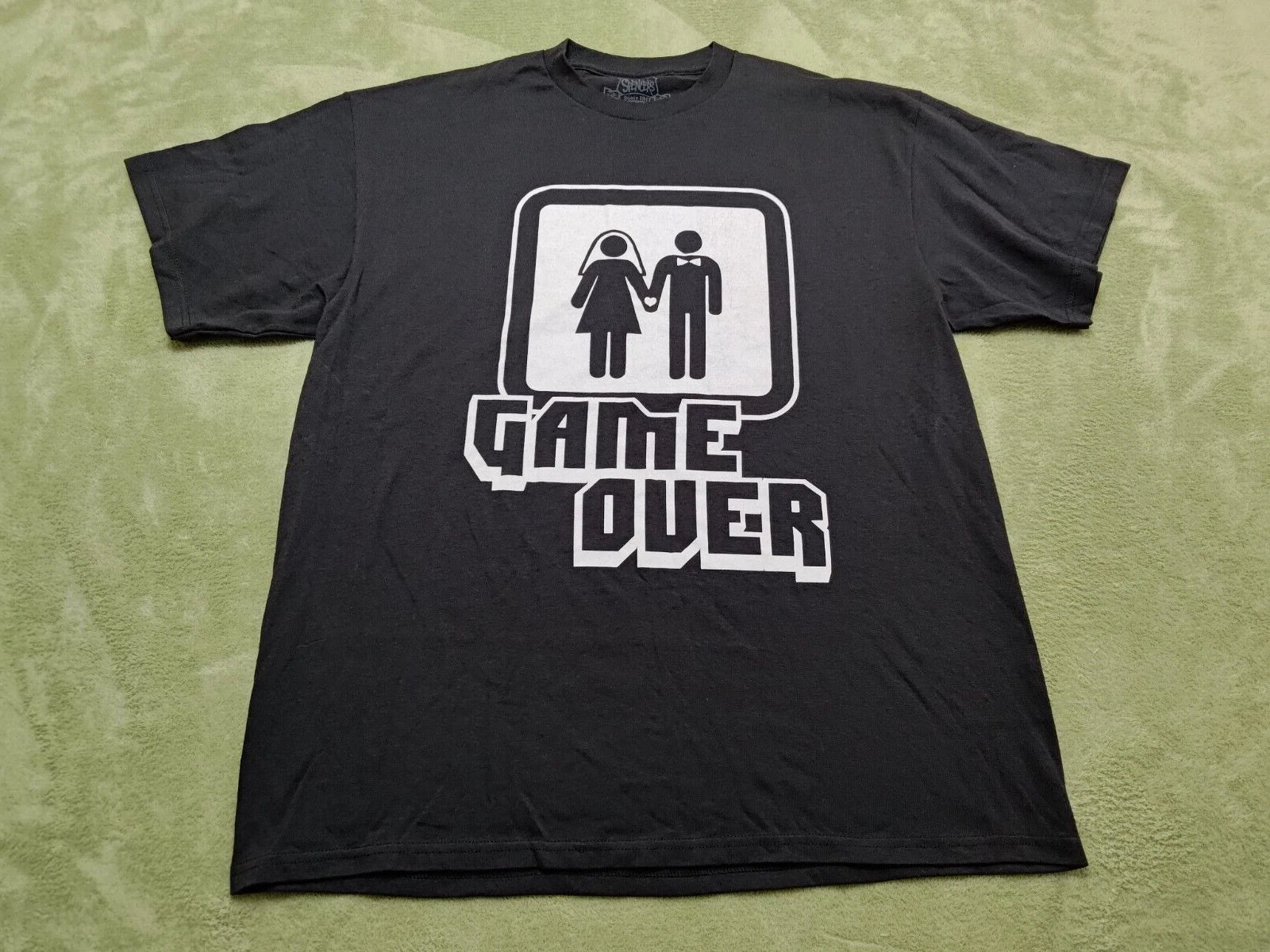 Spencers Mens XL Black Game Over Marriage Humor Graphic T-Shirt Tee Spencer Gift