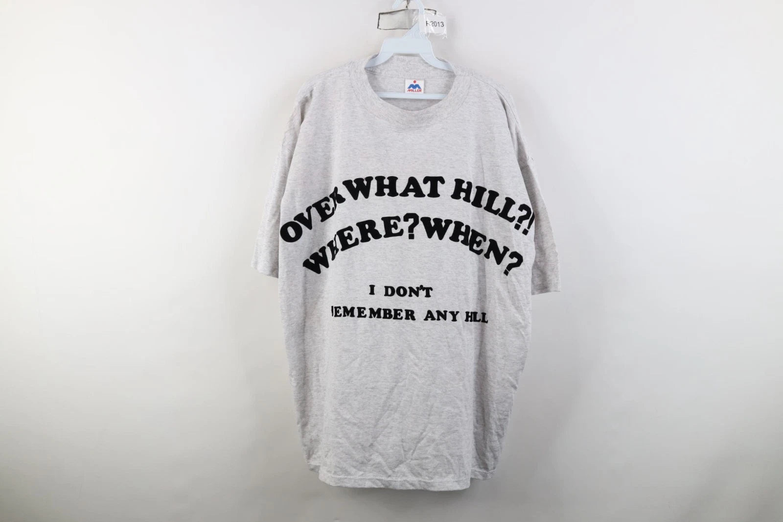 Vintage 90s Mens 2XL Funny Birthday Over The Hill Short Sleeve T-Shirt Gray USA