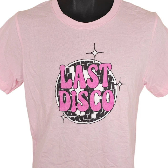 Last Disco T Shirt Mens Size Small Pink Party Disco Ball Bachelorette Bachelor