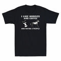Tee Shirt Cotton Horses 3 Maybe Like and Black Coffee T-Shirt and I Retro People