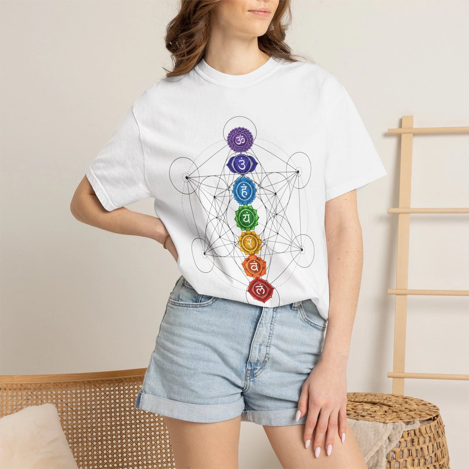 Chakra Alignment Graphic T-Shirt sacred geometry | Seven Chakra Energy Tee