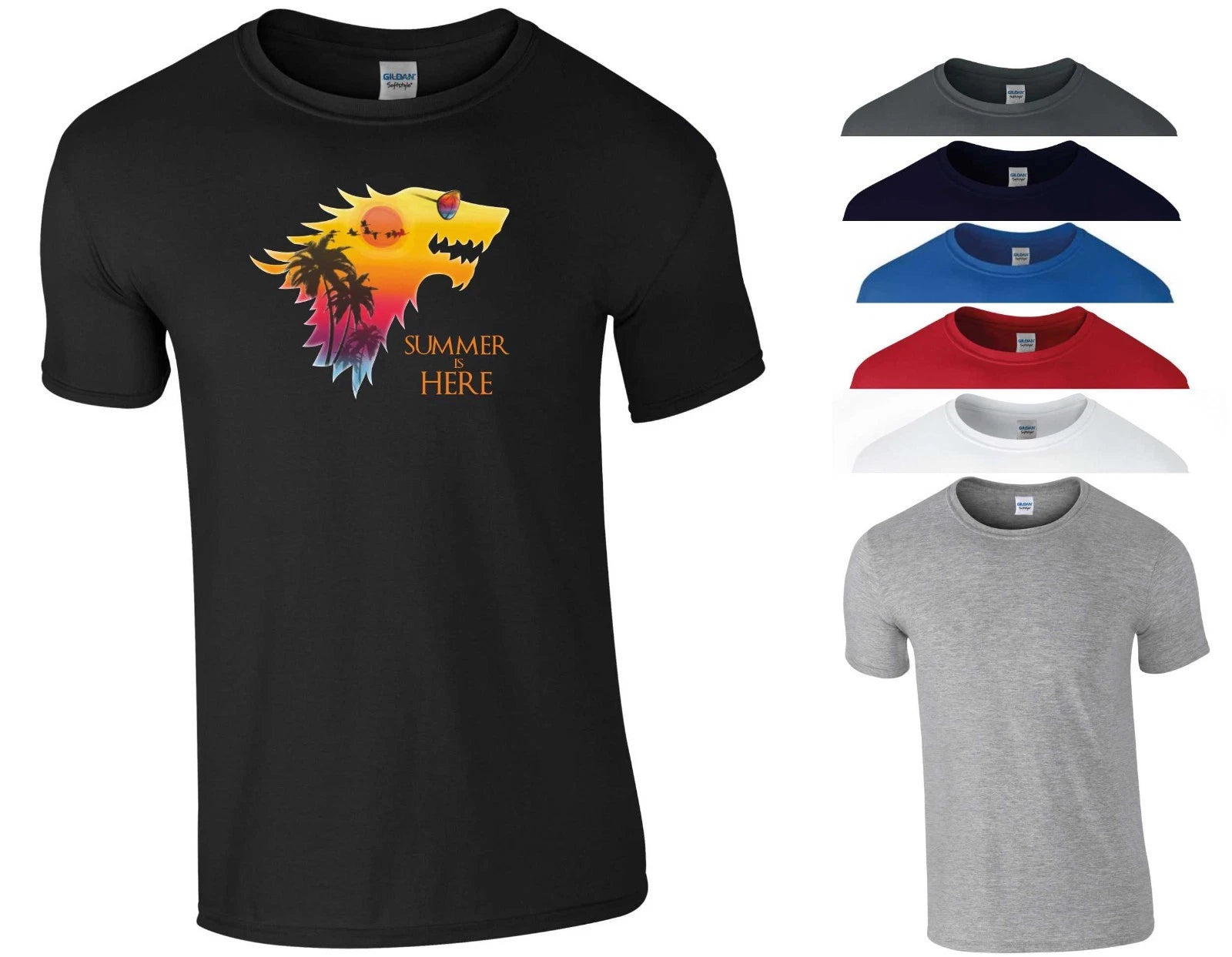 Game of Thrones T Shirt Summer Is Here Parody GOT Wolf Jon Snow Gift Men Tee Top