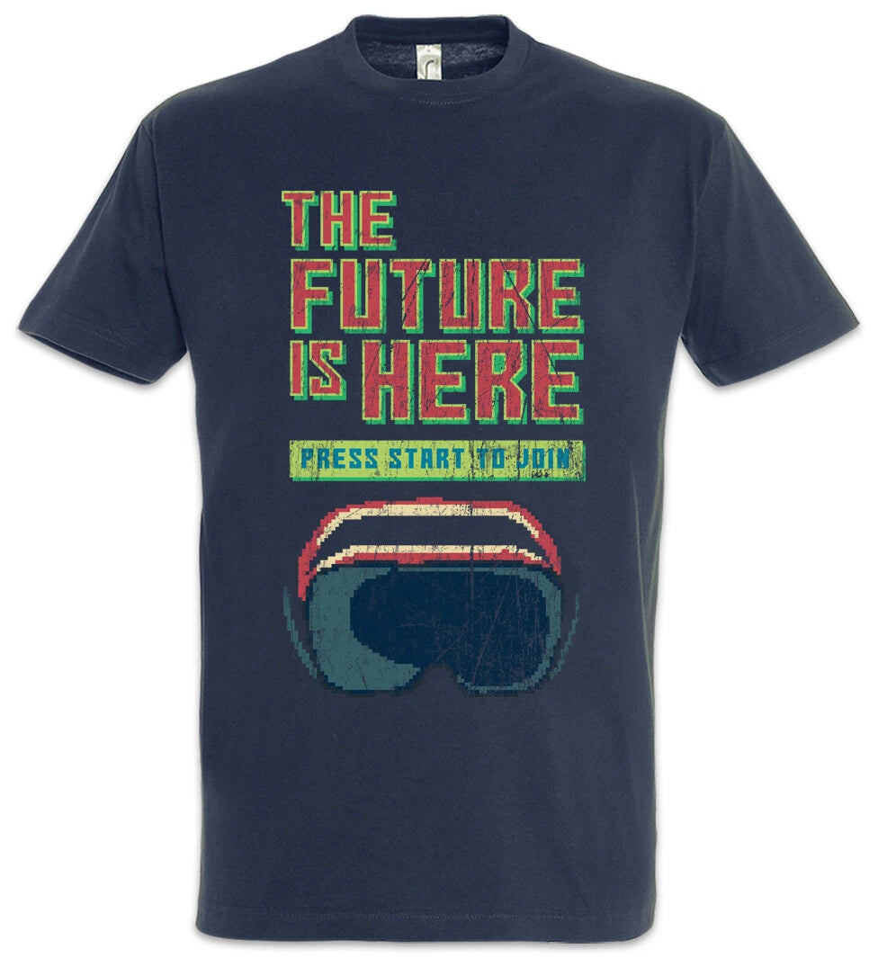 The Future Is Here T-Shirt Gamer Gaming Games Pixel Retro Arcade VR Goggles