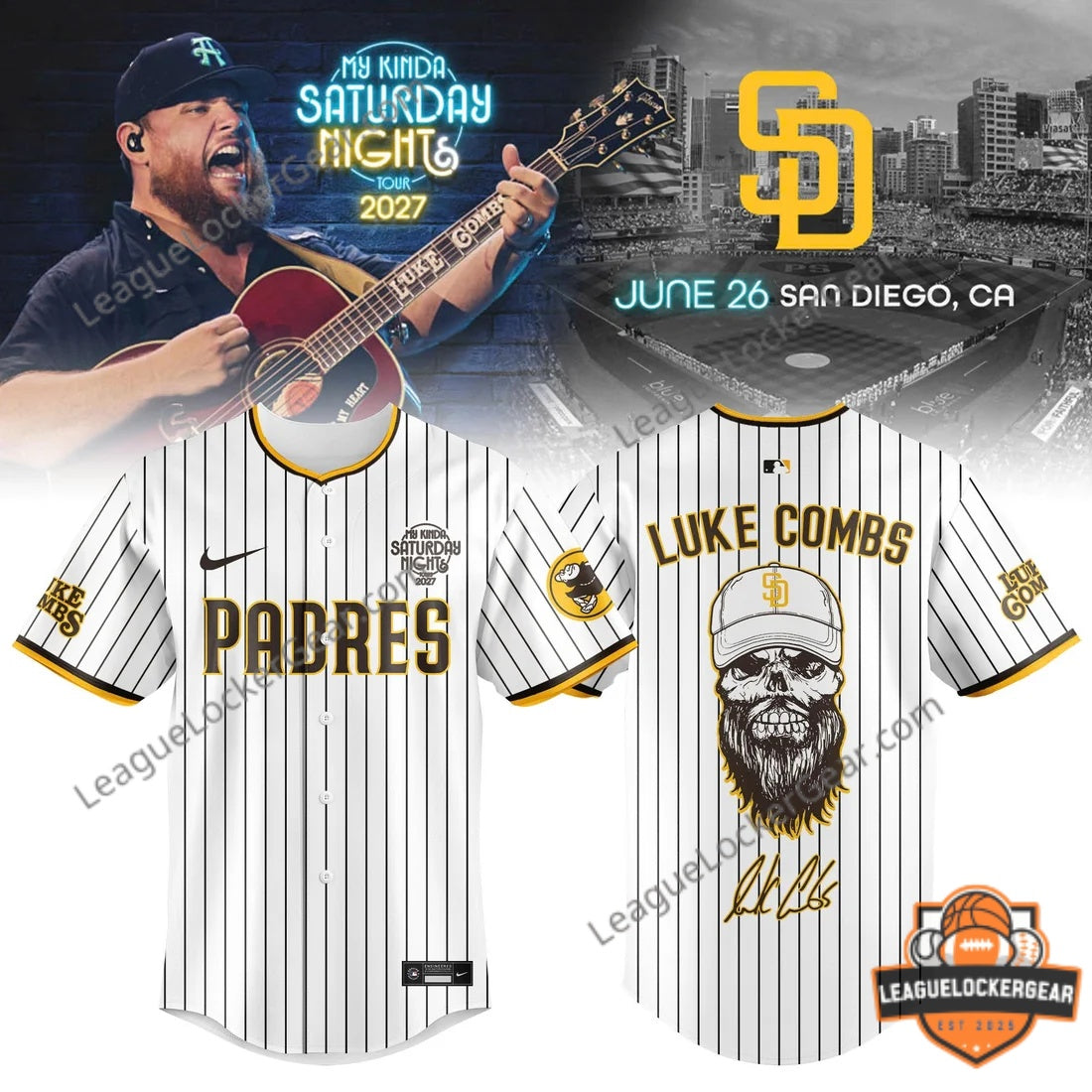 San Diego Padres Luke Combs My Kinda Saturday Night Tour 2027 Baseball Jersey