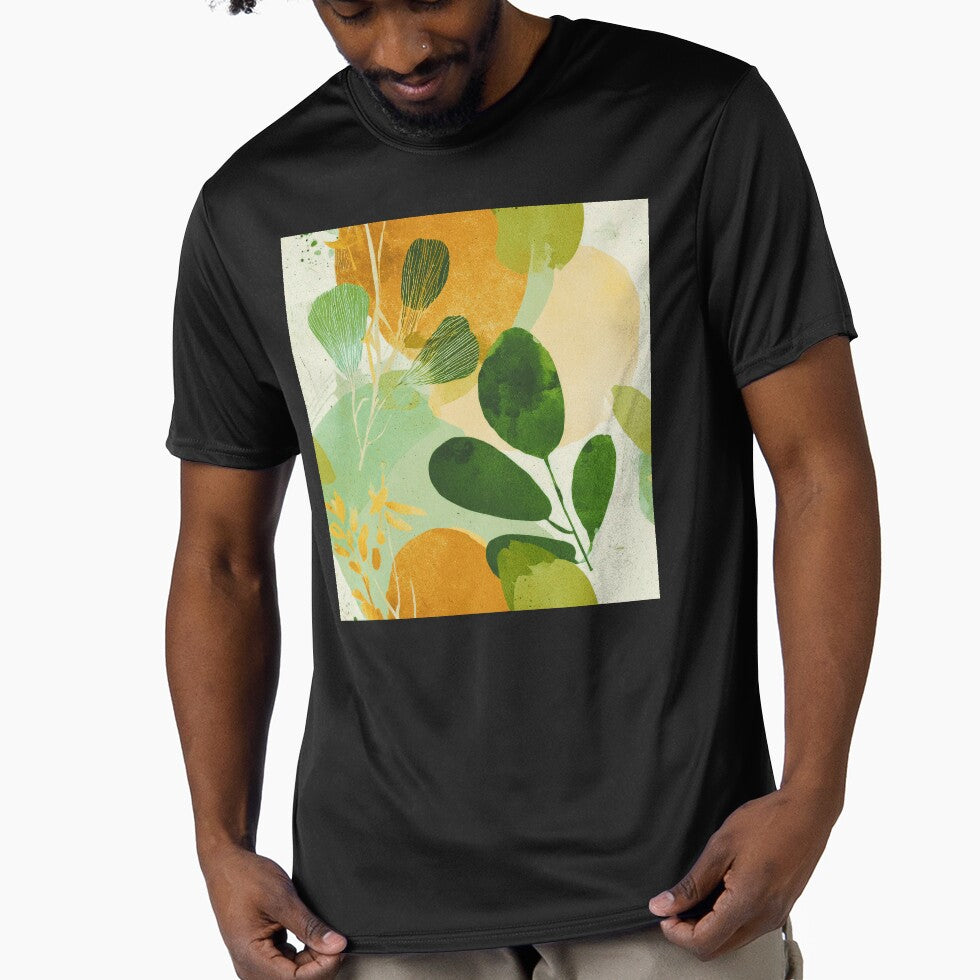 Boho Abstract Leaves In Green And Warm Earthtones by DEC02