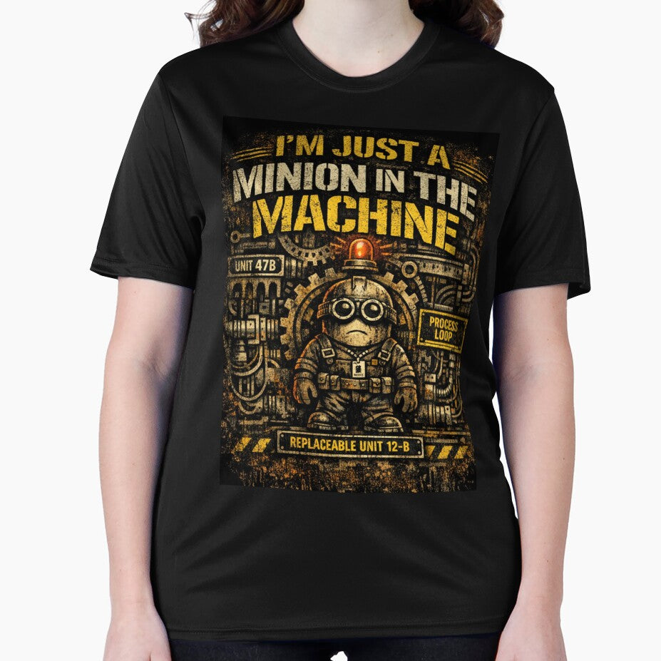 Minion in the Machine – Industrial Grunge Worker Tee by PeaceFrogSEA