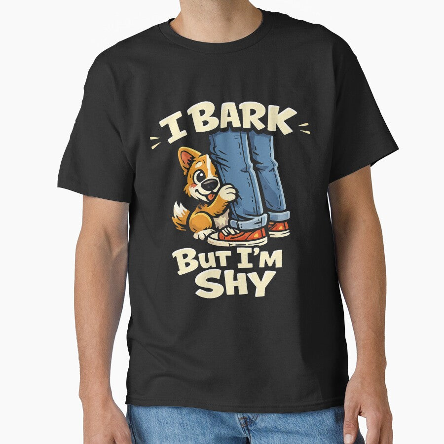 I Bark But I’m Shy – Funny Introvert Dog Cartoon | Cute Corgi Puppy Gift for Dog Lovers Pet Design for Pet Owners & Dog Moms on T-Shirt, Sticker, Phone case, mug, bag, hoodie by ArtByTripti