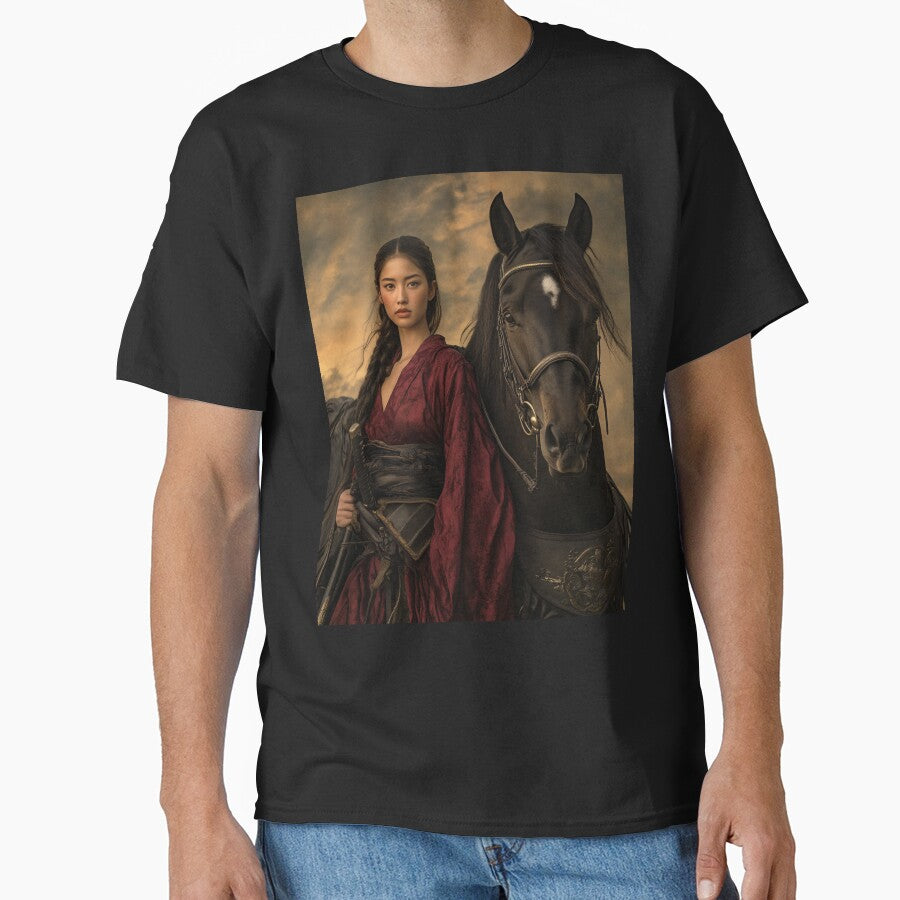 Fierce Samurai Warrior and Majestic Warhorse at Dusk by ArtVibeCo