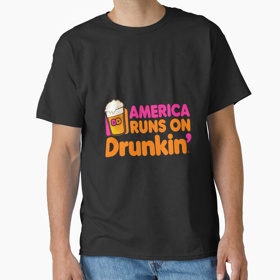 America Runs on Drunkin Funny Sarcastic Joke Graphic Novelty Premium Tri-Blend by DorisSPipkin