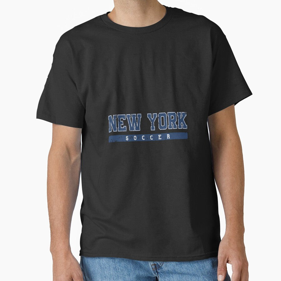 New York Soccer Blue Vintage Text by MollyLYork