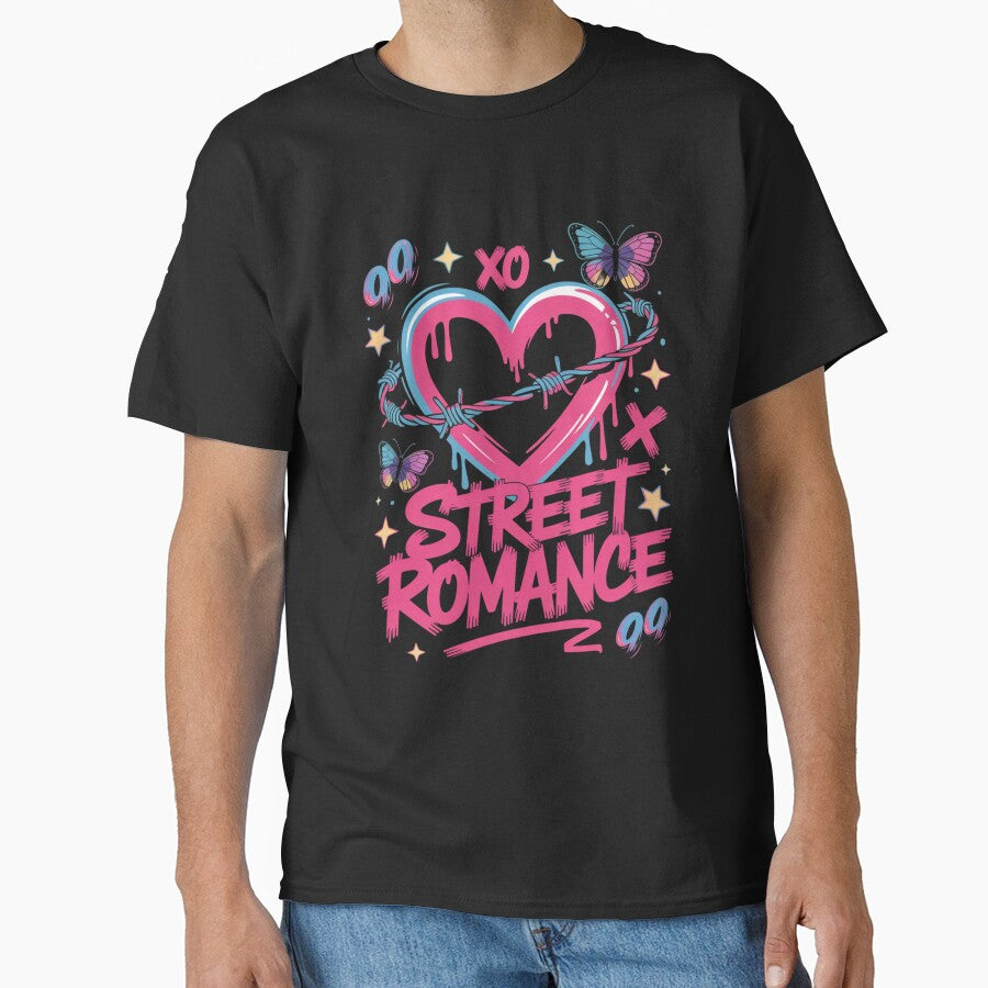Street Romance 90s XOXO Dripping Heart Barbed Wire Butterfly Valentine's Day by DarylWelsh2024