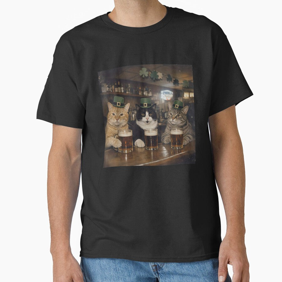 Funny St Patricks Day Cats Drinking In Irish Pub by DakirooStudio