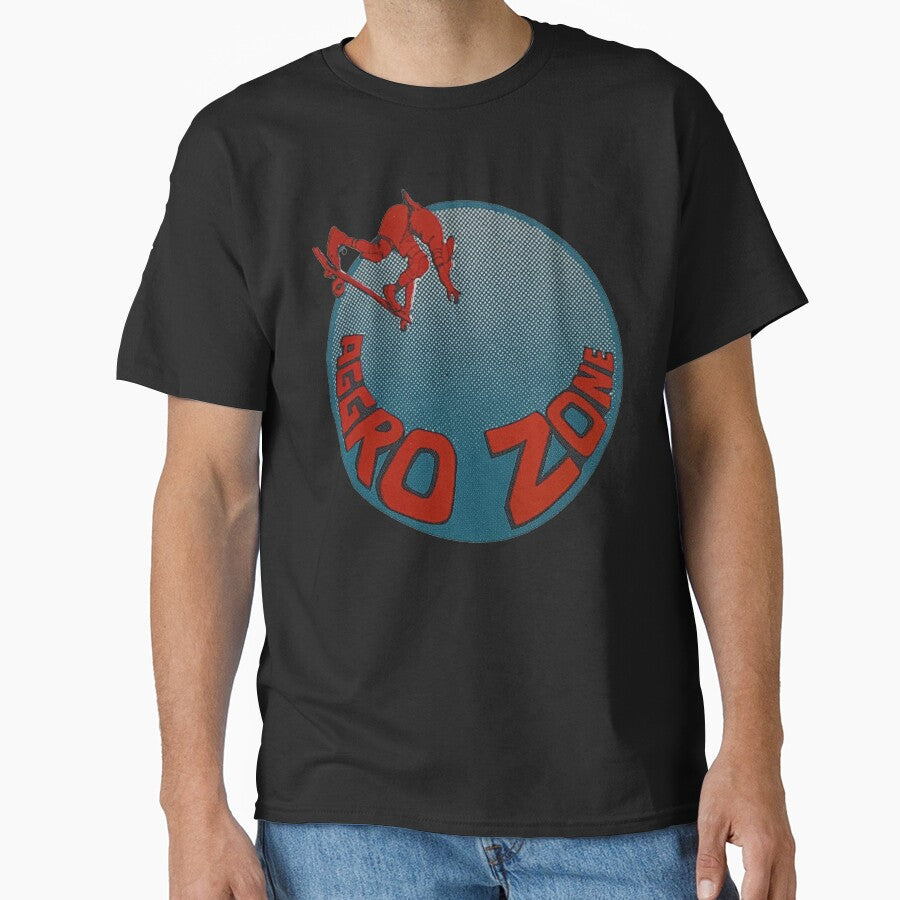 Aggro zone, retro skateboard t shirt design by Retro80sskate