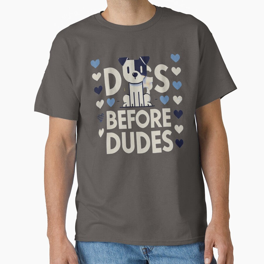 Funny Dog Lover Quote - Dogs Before Dudes Minimalist Design by Kawaii Planet Studio
