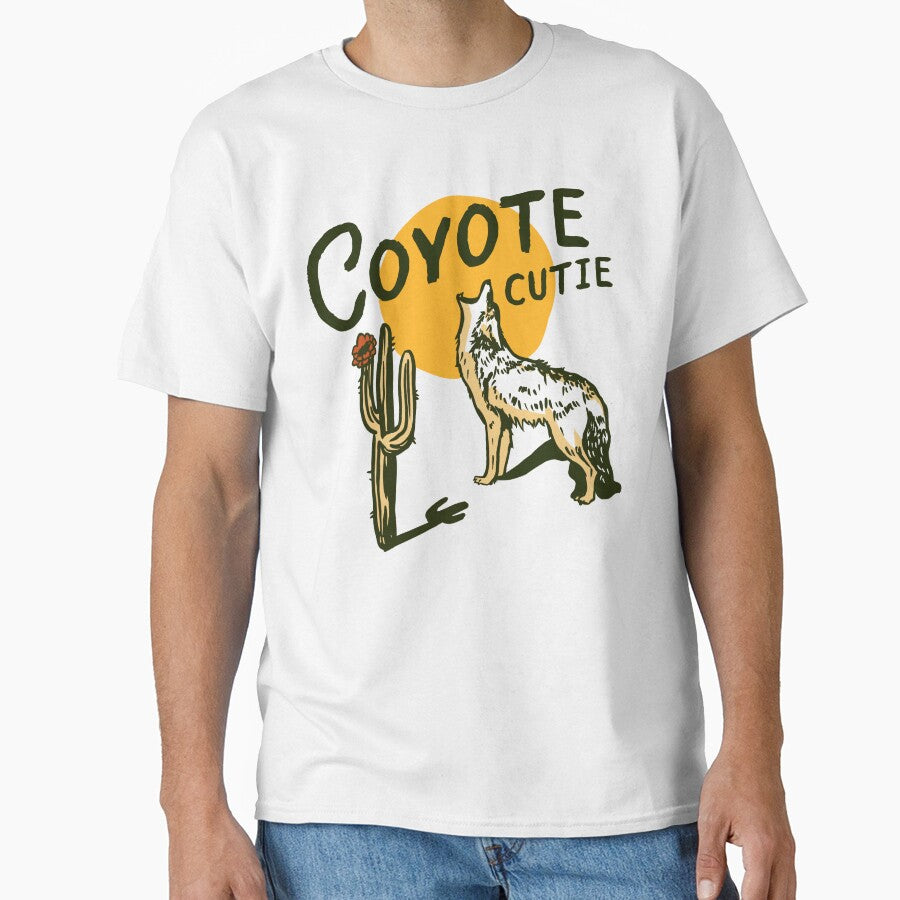 Coyote Cutie: Cool Desert Cactus, Rose & Coyote Illustration by The Whiskey Ginger Design Shop