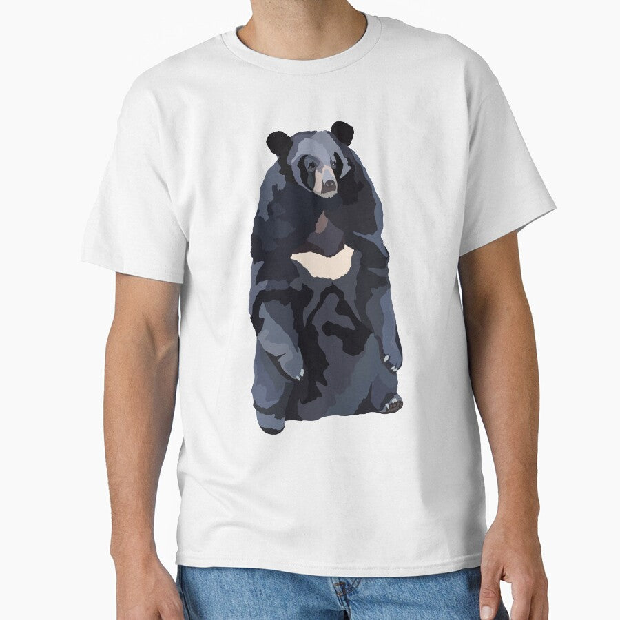 M is For Moon Bear,Moon Bear Artwork – Striking Asiatic Black Bear Illustration and Wildlife Design by PrettylittlepastelUk