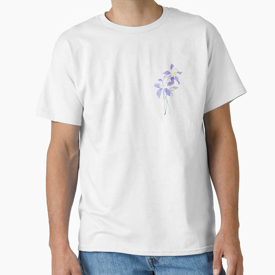 hand painted  purple wild flower columbine flower watercolor by ColorandColor