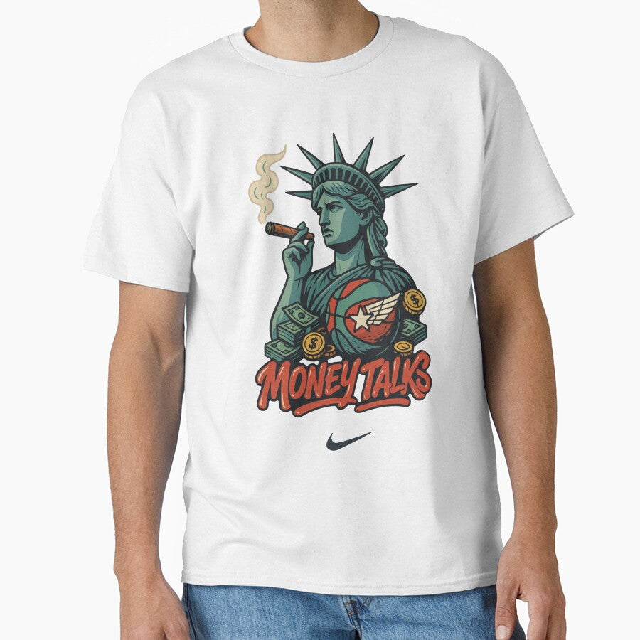 Liberty's Grind: The 'Money Talks' Vintage Basketball Tee by CireArt