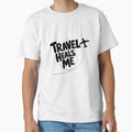 Travel Heals Me – Black and White Travel Quote with Airplane | Minimal Travel Design by PTMinimalShop
