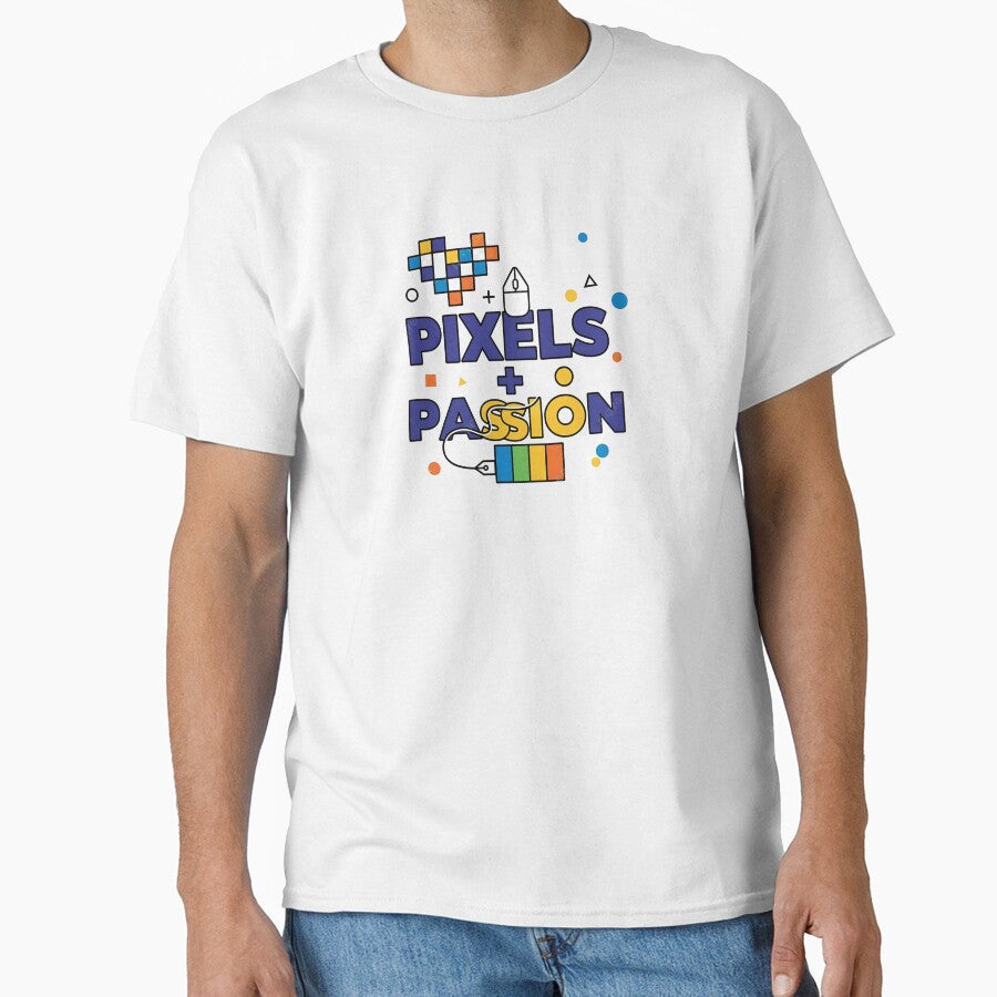 Pixels + Passion – Funny Graphic Designer Shirt for Creatives by Muzgle