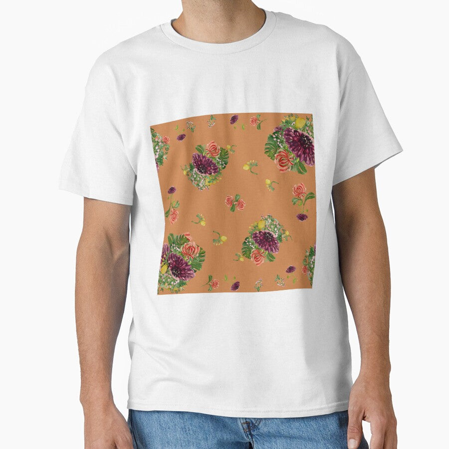 Dahlia palm flower pattern a watercolor orange by Yana Mustafina | Boho Soulful Designs