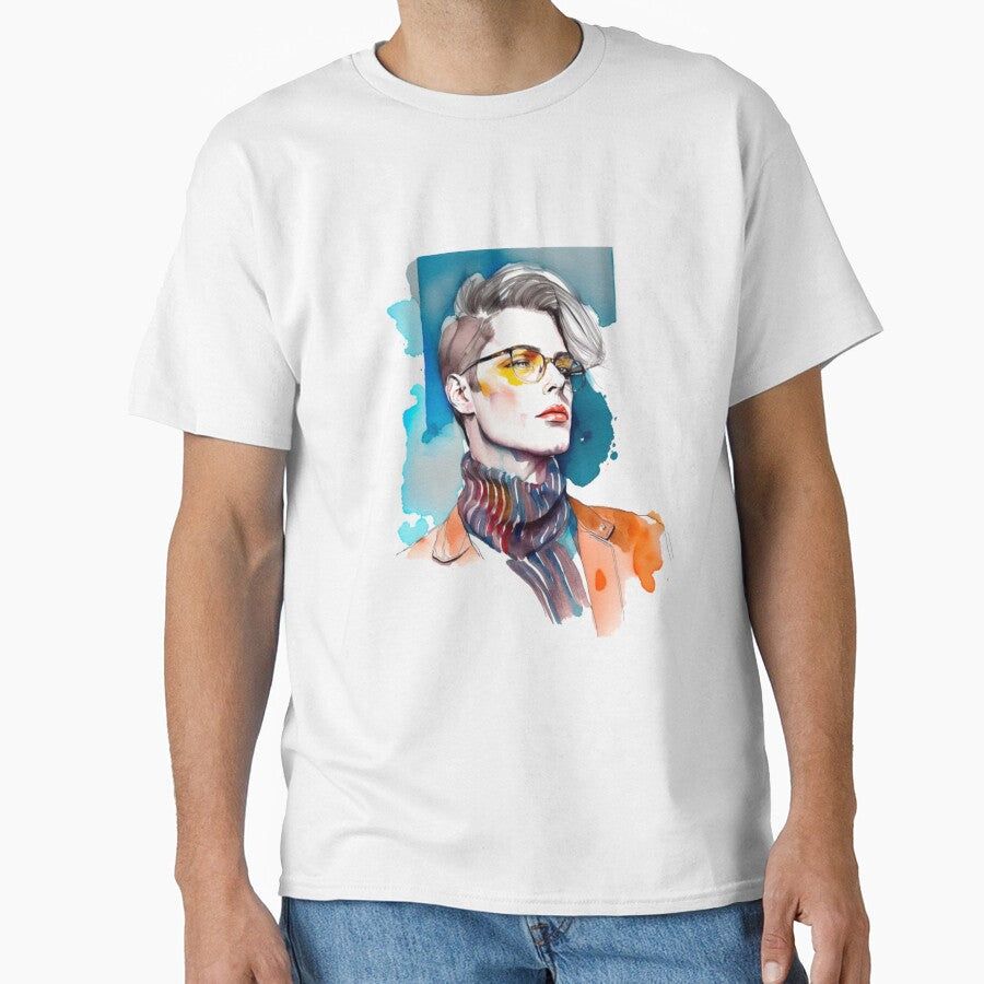 Stylish guy with glasses, watercolor, sketch by AvotArt