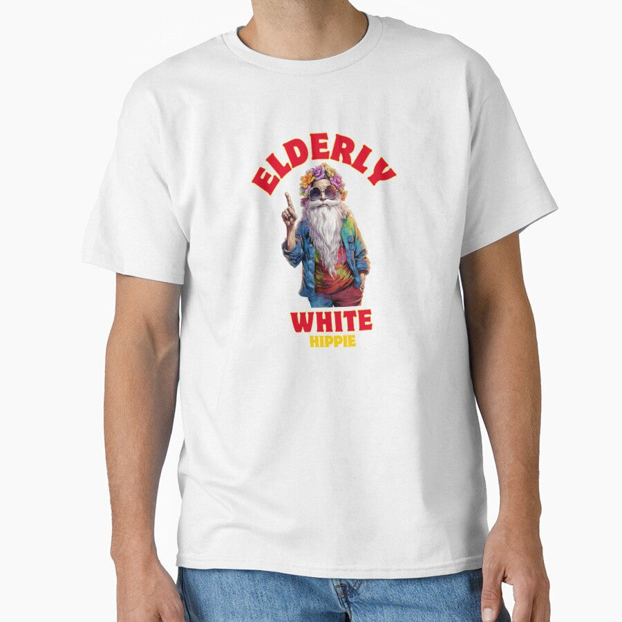 Elderly White Hippie Funny Retro Flower Power Design GIfts by Maniutek
