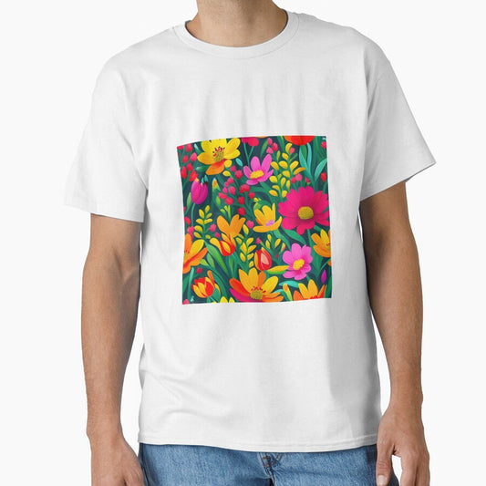 Bold and vibrant botanical field brought to life through striking meta floral pattern by Patternomania