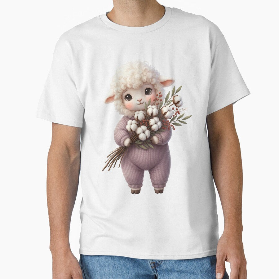 Cute Lamb with Cotton Flowers by Teeny Quities