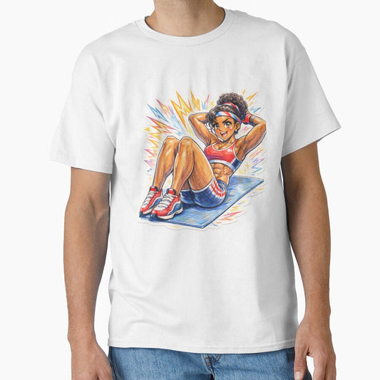 Retro Anime Fitness Girl Ab Workout by JonelleTshirts