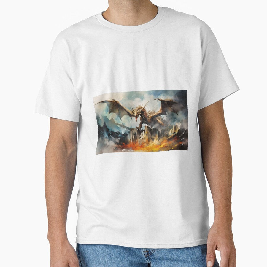 Dark Fantasy Watercolor - Dragon Fire Scorched Earth by Fantasy Masterpiece