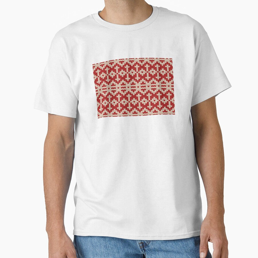 Red yarn knitted pattern in a native tribal style. by Nengsang