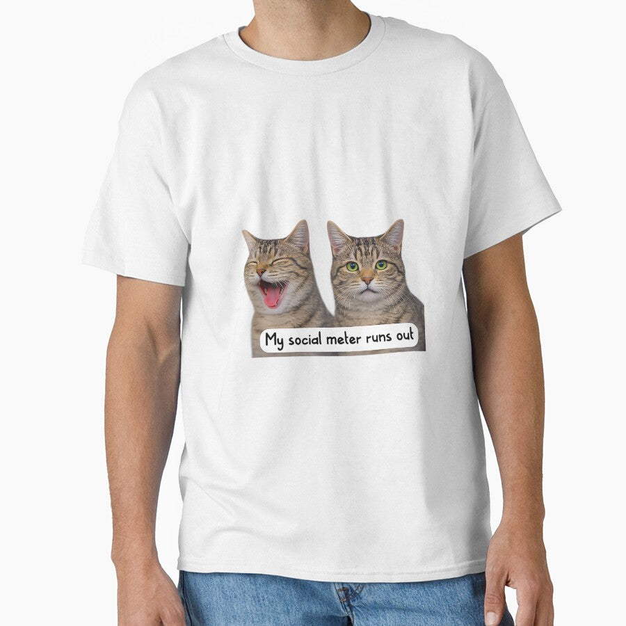Neurospicy My Social Meter Runs Out Funny Introvert Cat Meme Premium Tri-Blend by JohnVBurks