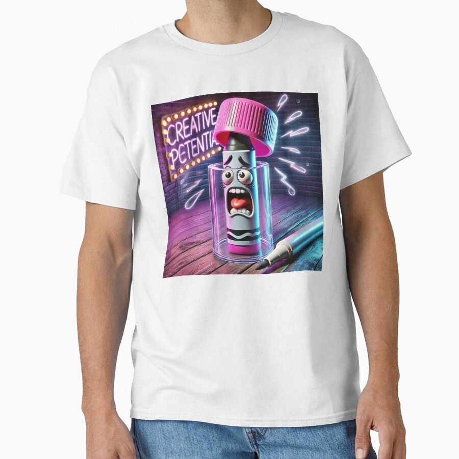 CREATIVE POTENTIAL” — terrified marker trapped in a glass jar by ComedyInkFactor