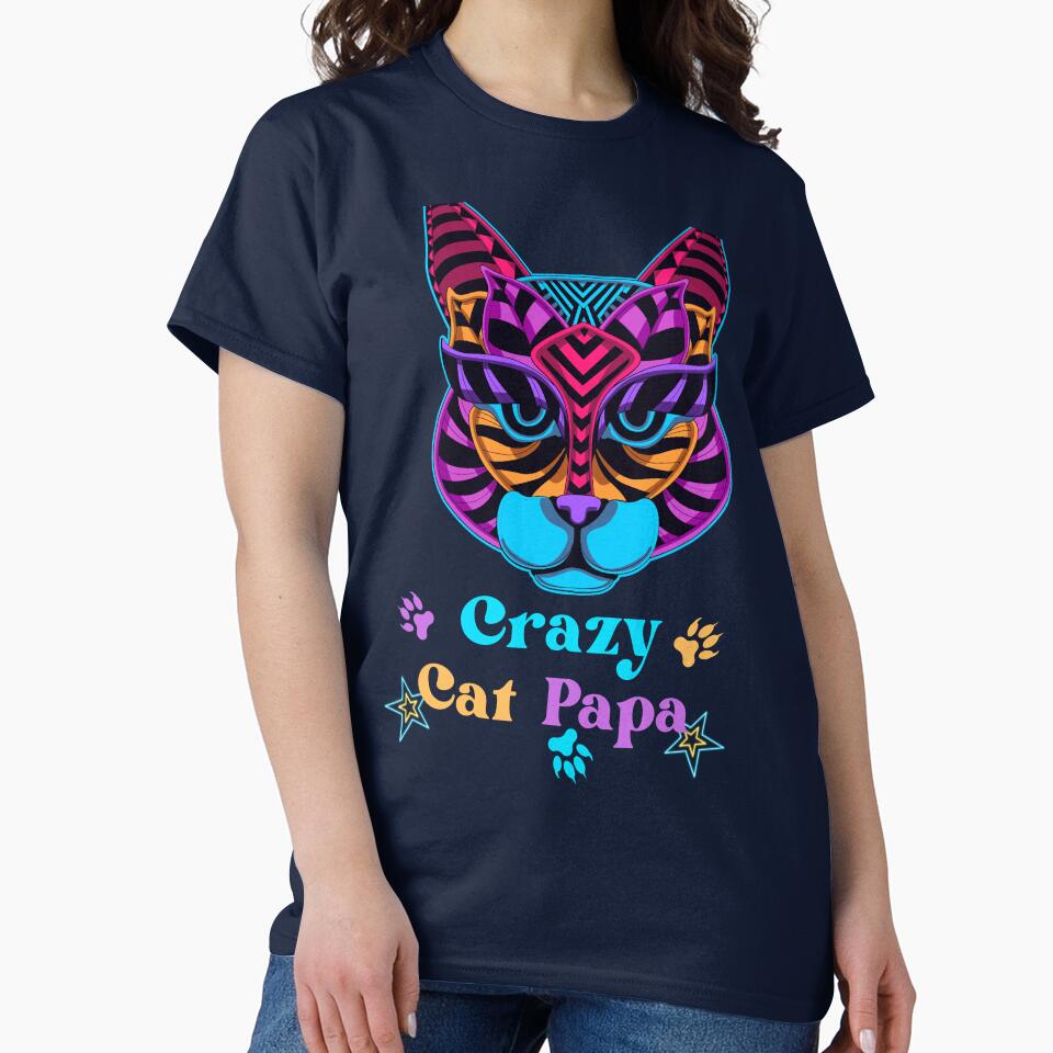 Crazy Cat Papa Illustrated Digital Design by mangaworldart