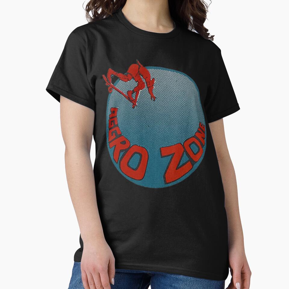 Aggro zone, retro skateboard t shirt design by Retro80sskate