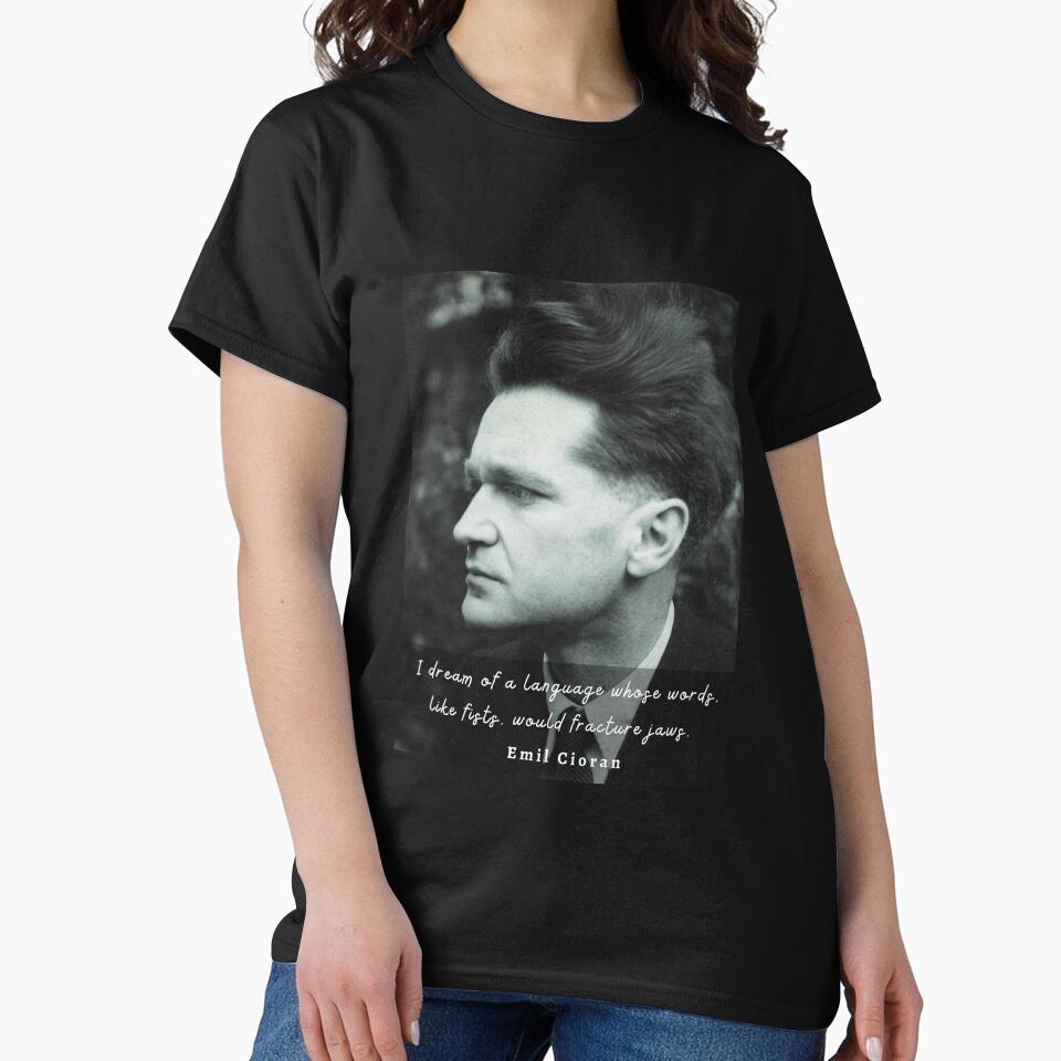 Emil Cioran portrait and quote: I dream of a language whose words, like fists, would fracture jaws. by artbleed
