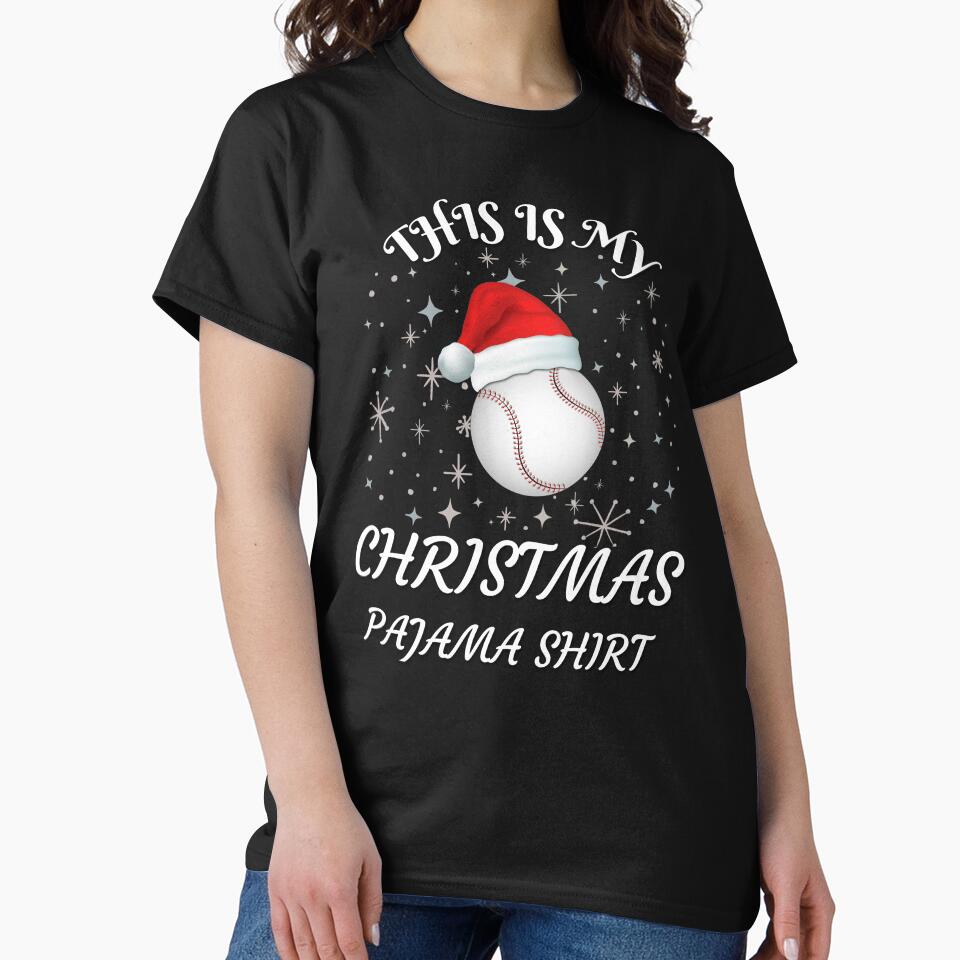 Santa Hat Baseball Christmas Pajama Shirt by GetGoodFit