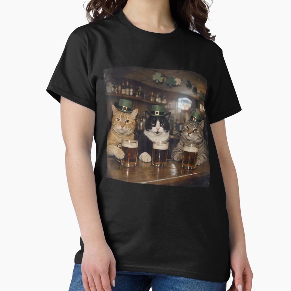 Funny St Patricks Day Cats Drinking In Irish Pub by DakirooStudio