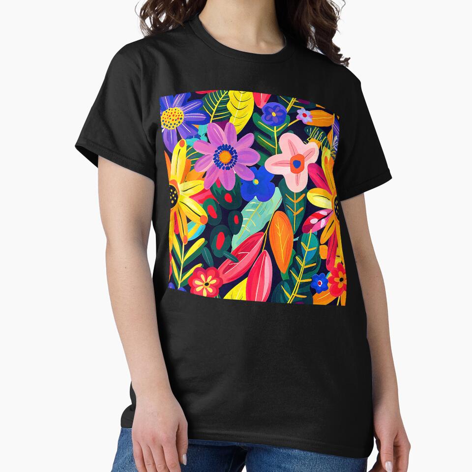 Funky Retro 1960's Hippie Colorful Flowers Design Art by DEC02