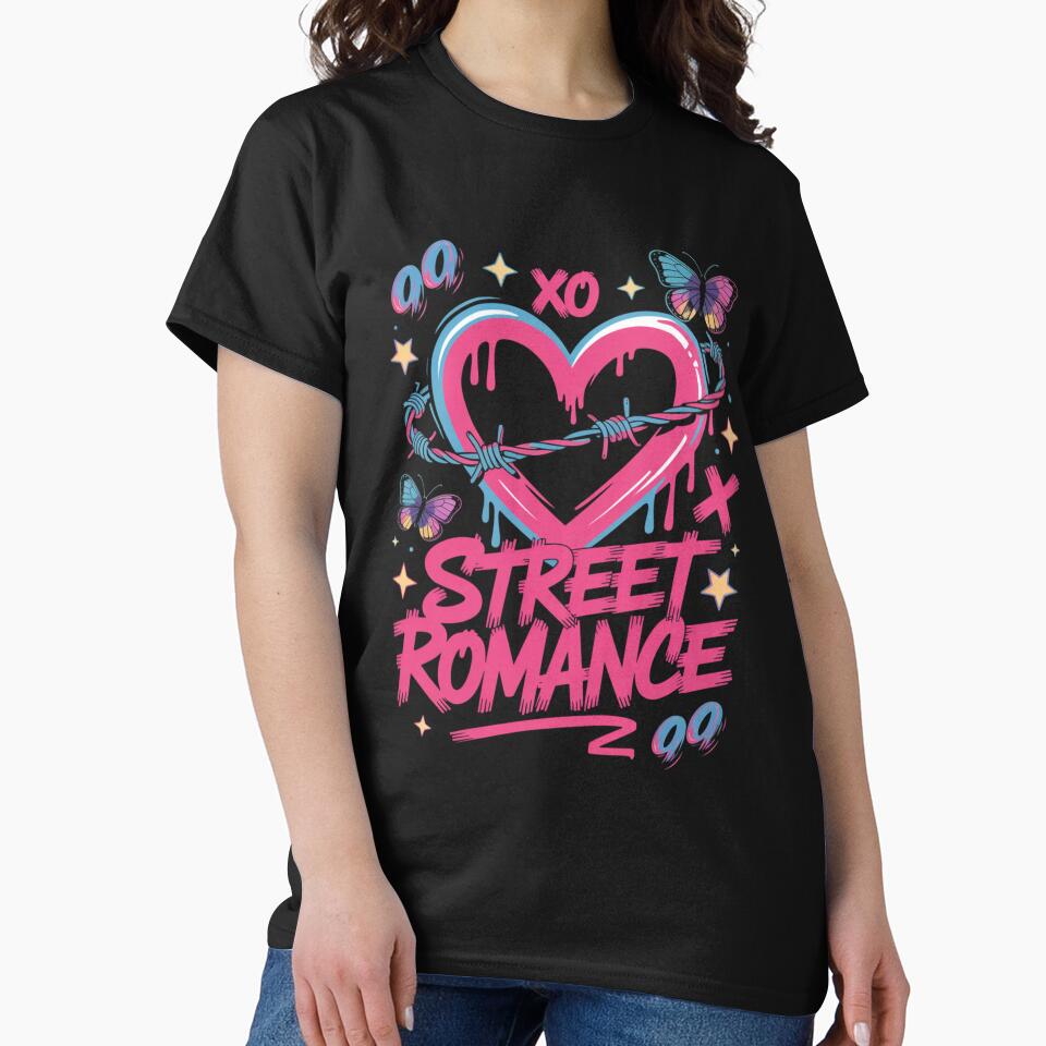 Street Romance 90s XOXO Dripping Heart Barbed Wire Butterfly Valentine's Day by DarylWelsh2024