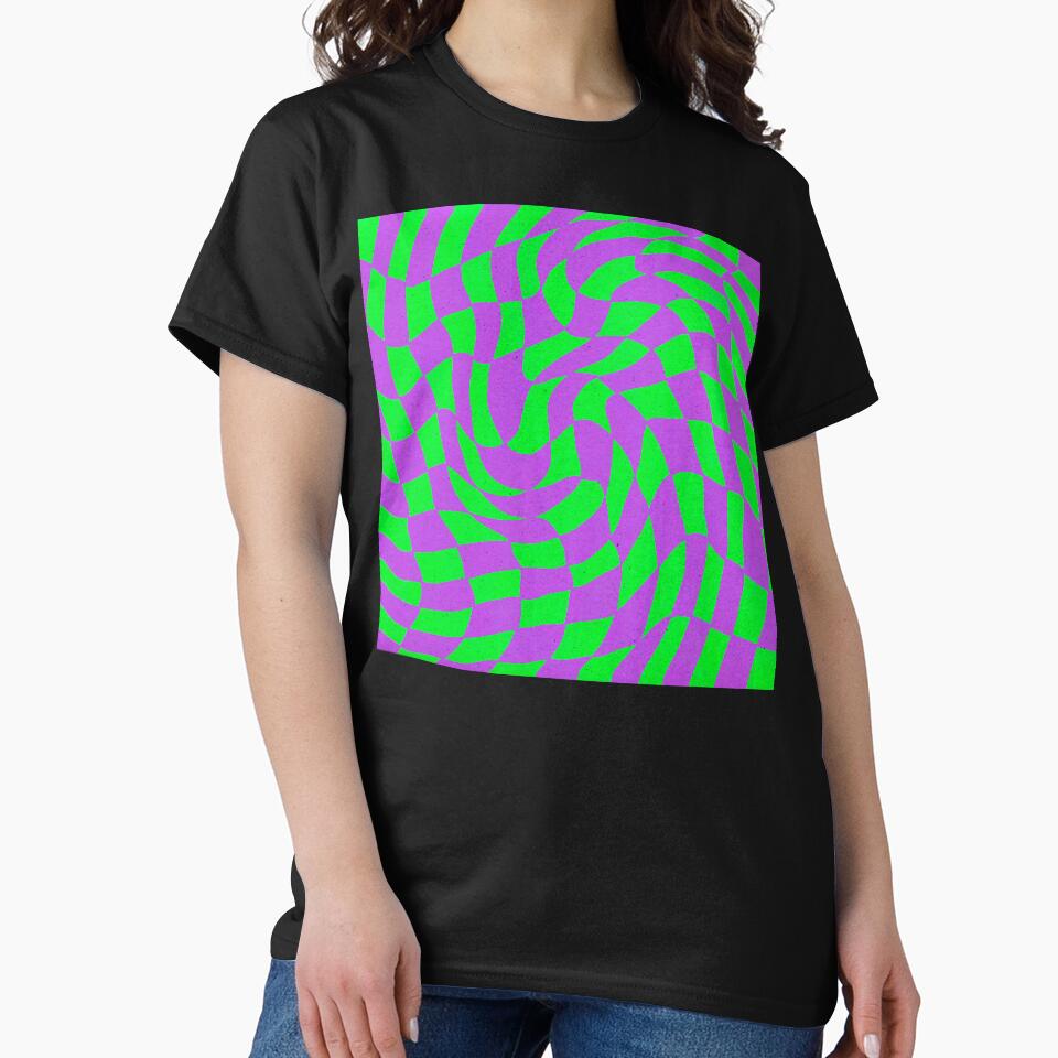 Y2k Lime And Neon Purple Wavy Checkerboard Pattern by DEC02