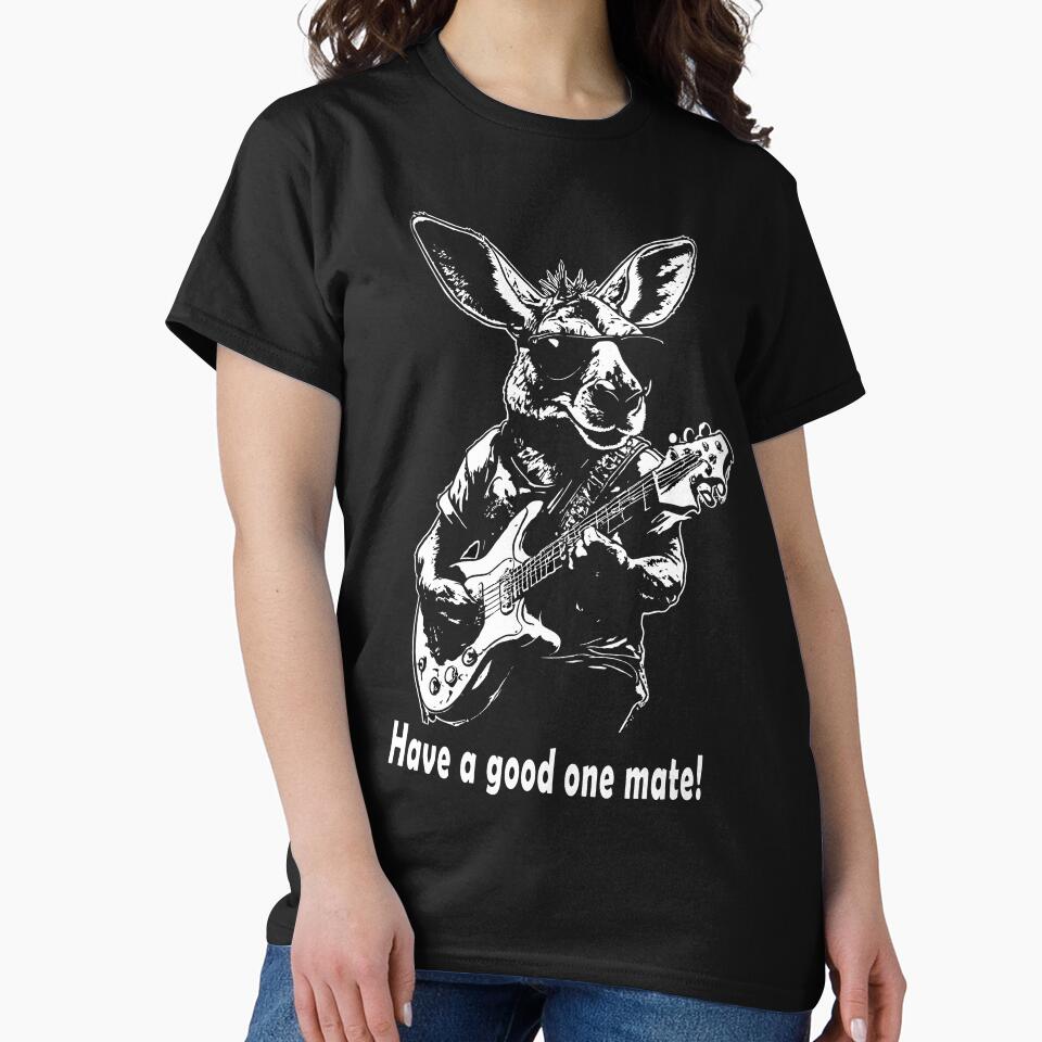 Australian Kangaroo Playing a Guitar - Aussie T-Shirt by Abby Eagle