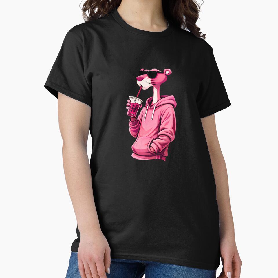 Pink Panther Aesthetic Hoodie Vibes – Cool Cartoon Streetwear Illustration by ThreadAuraES